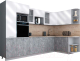 Готовая кухня Интерлиния Мила Gloss 1.68x3.2 правая (белый глянец/керамика/травертин серый) - 