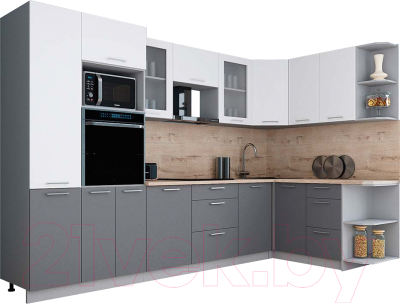 Кухонный гарнитур Интерлиния Мила Gloss 1.68x3.2 правая