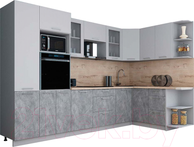 Кухонный гарнитур Интерлиния Мила Gloss 1.68x3.2 правая