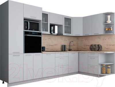 Кухонный гарнитур Интерлиния Мила Gloss 1.68x3.2 правая