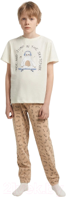 Пижама детская Mark Formelle 563321 (р.128-64, молочный/скейты на бежевом)