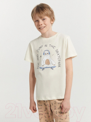 Пижама детская Mark Formelle 563321 (р.140-68, молочный/скейты на бежевом)