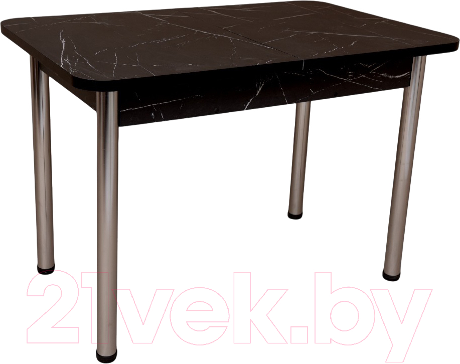 Обеденный стол СВД Юнио 100-130x60 / 051.П20.Х (мрамор неро маркин/хром)