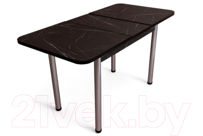 Обеденный стол СВД Юнио 100-130x60 / 051.П20.Х (мрамор неро маркин/хром)