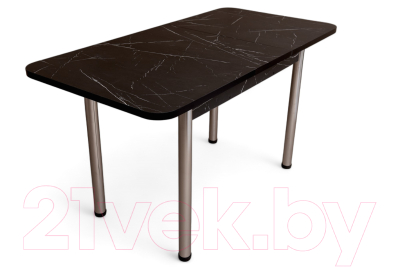 Обеденный стол СВД Юнио 100-130x60 / 051.П20.Х (мрамор неро маркин/хром)