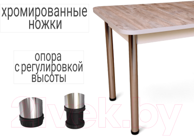 Обеденный стол СВД Юнио 100-130x60 / 051.П23.Х (дуб юкон/хром)