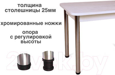 Обеденный стол СВД Юнио 100x60 / 003.П17.Х (ледяное дерево/хром)