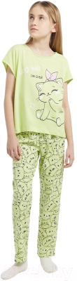 Пижама детская Mark Formelle 567738 (р.152-76, лаймовый сорбет/котики на лайме)
