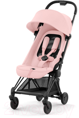 Детская прогулочная коляска Cybex Coya с дождевиком (Matt Black/Peach Pink)