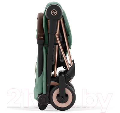 Детская прогулочная коляска Cybex Coya Rosegold с дождевиком (Leaf Green)