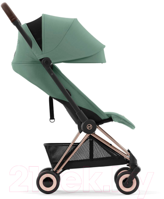 Детская прогулочная коляска Cybex Coya Rosegold с дождевиком (Leaf Green)