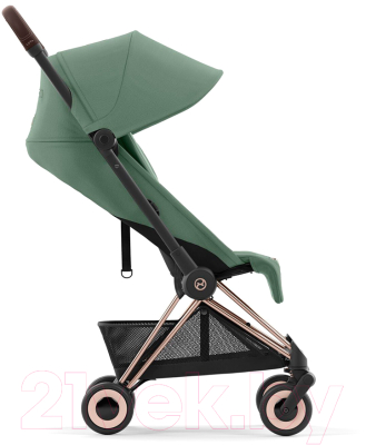 Детская прогулочная коляска Cybex Coya Rosegold с дождевиком (Leaf Green)