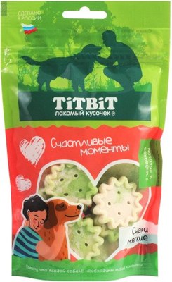 Лакомство для собак TiTBiT Счастливые моменты Снеки мягкие с индейкой и яблоком / 25727 (100г) - 