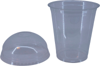 Набор одноразовых стаканов Gecko ПП 300мл с купольной крышкой 90мм (100шт, прозрачный) - 