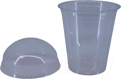 Набор одноразовых стаканов Gecko ПП 300мл с купольной крышкой 90мм (100шт, прозрачный)