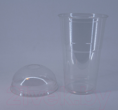 Набор одноразовых стаканов Gecko ПП 500мл с купольной крышкой 90мм (100шт, прозрачный)