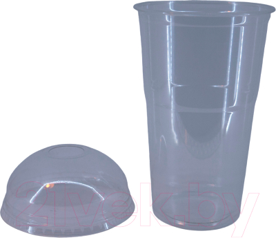 Набор одноразовых стаканов Gecko ПП 500мл с купольной крышкой 90мм (100шт, прозрачный)