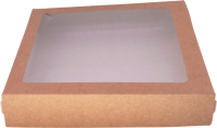 Набор коробок упаковочных для еды Gecko С окном 1500мл 200x200x40мм (100шт, крафт) - 