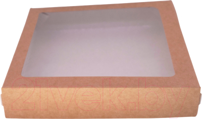 Набор коробок упаковочных для еды Gecko С окном 1500мл 200x200x40мм (100шт, крафт)