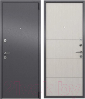 Входная дверь Torex LF2 Alfa LT MP темно-серый букле графит/А6-28 лиственница белая (86x205, правая)