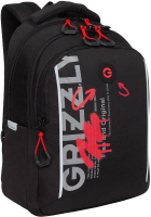 Школьный рюкзак Grizzly RB-452-3 (черный/красный) - 