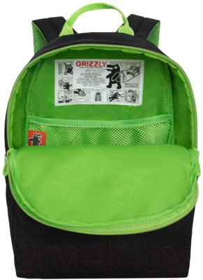 Школьный рюкзак Grizzly RO-471-1 (черный/салатовый)