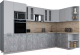 Кухонный гарнитур Интерлиния Мила Gloss 1.68x3.4 правая (пепел софт/керамика/травертин серый) - 