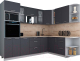 Кухонный гарнитур Интерлиния Мила Gloss 1.88x2.6 правая (графит софт/графит софт/травертин серый) - 