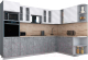 Готовая кухня Интерлиния Мила Gloss 1.88x3.0 правая (белый глянец/керамика/травертин серый) - 