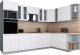 Готовая кухня Интерлиния Мила Gloss 1.88x3.0 правая (белый софт/белый софт/травертин серый) - 