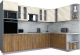 Готовая кухня Интерлиния Мила Gloss 1.88x3.0 правая (ваниль глянец/дуб вотан/травертин серый) - 
