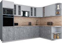 Готовая кухня Интерлиния Мила Gloss 1.88x3.0 правая (пепел софт/керамика/травертин серый) - 