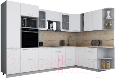 Кухонный гарнитур Интерлиния Мила Gloss 1.88x3.2 правая