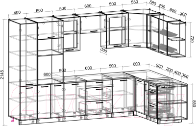 Купить Кухонный гарнитур Интерлиния Мила Gloss 1.88x3.2 правая в Жодино