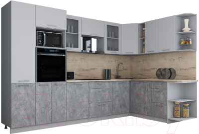 Кухонный гарнитур Интерлиния Мила Gloss 1.88x3.2 правая