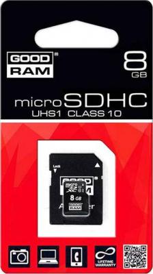 Карта памяти Goodram microSDHC UHS-I U1 Class 10 8GB + адаптер (SDU8GHCUHS1AGRR10)