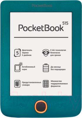 Электронная книга PocketBook Mini 515 (темно-зеленый, с чехлом) - общий вид