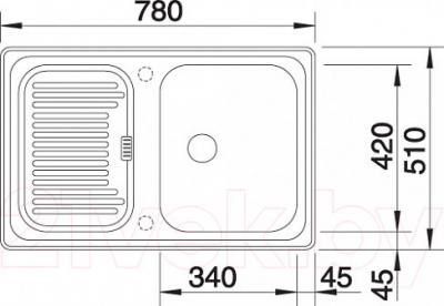 Мойка кухонная Blanco Legra 45S / 519169 - габаритные размеры