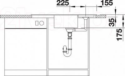 Мойка кухонная Blanco Legra 9E / 519178 - монтажные размеры