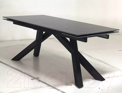 Обеденный стол M-City Хэнк 180 Риальто / 480M05691 (темно-серый лаппатированный керамика/черный)