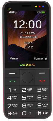 Мобильный телефон Texet TM-315 (черный/красный)