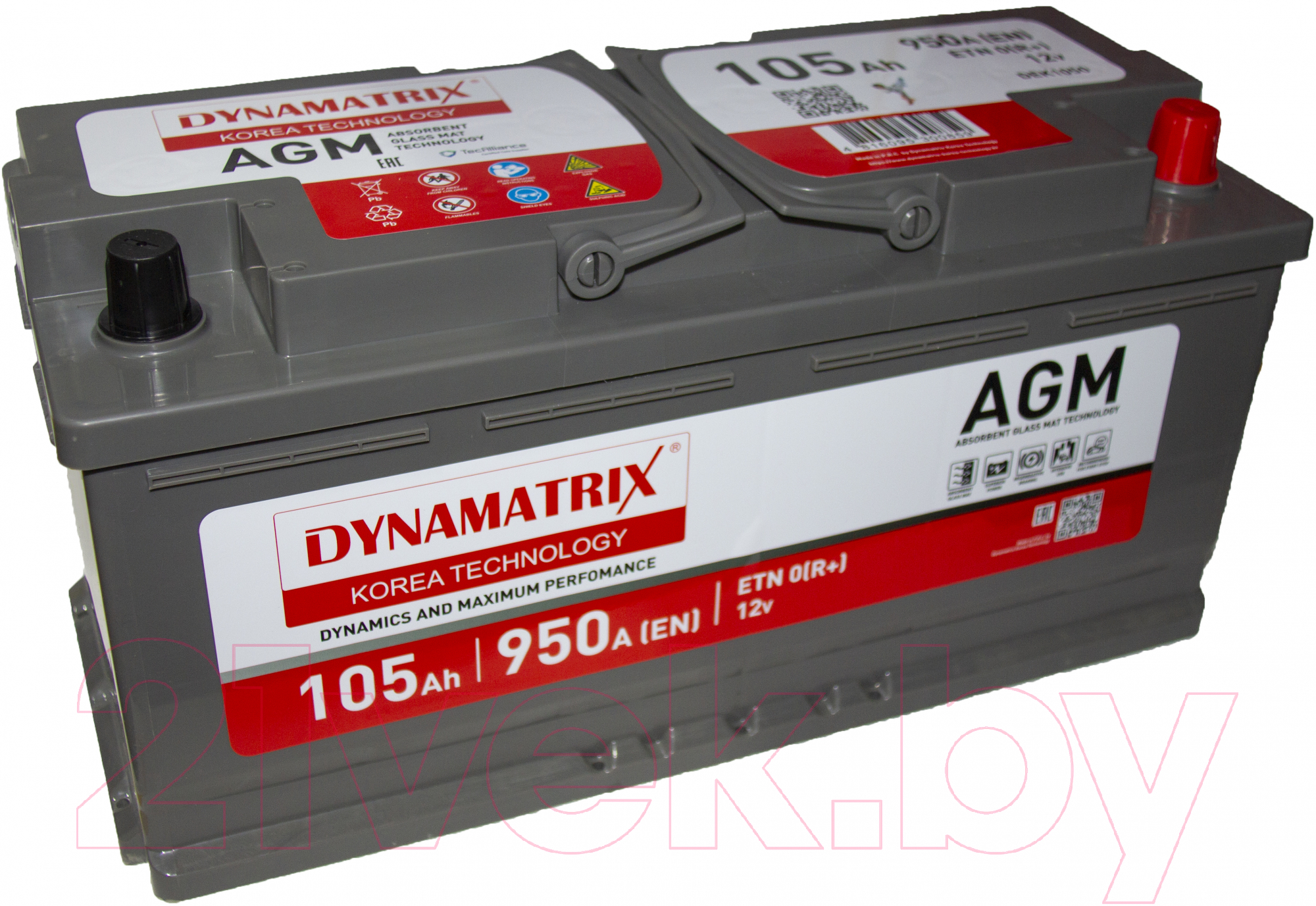 Автомобильный аккумулятор Dynamatrix AGM ETN 0 R+ DEK1050 (105 А/ч)