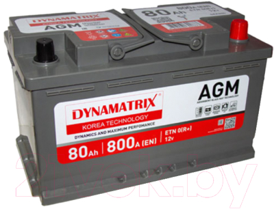 Автомобильный аккумулятор Dynamatrix-Korea AGM ETN 0 R+ DEK800 (80 А/ч)