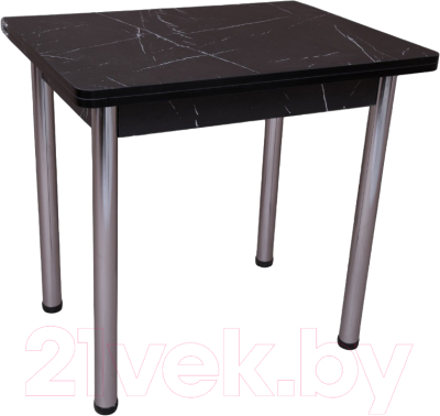 Обеденный стол СВД Юнио 80x60-120 / 013.П20.Х (мрамор неро маркина/хром)