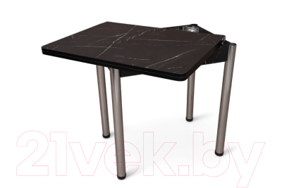 Обеденный стол СВД Юнио 80x60-120 / 013.П20.Х (мрамор неро маркина/хром)