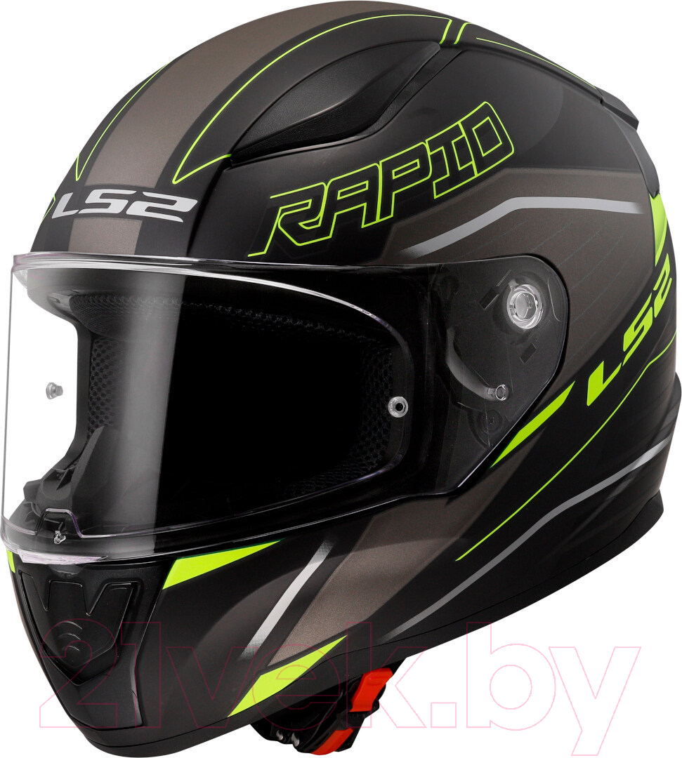 Мотошлем LS2 FF353 Rapid 2 Rokku (2XL, черный матовый/желтый) — фото 4