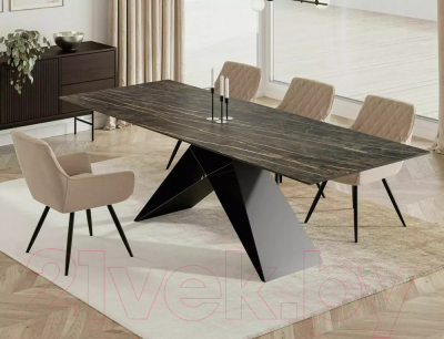 Обеденный стол Signal Westin Ceramic 160-240x90 (Noir Desire черный/черный матовый)
