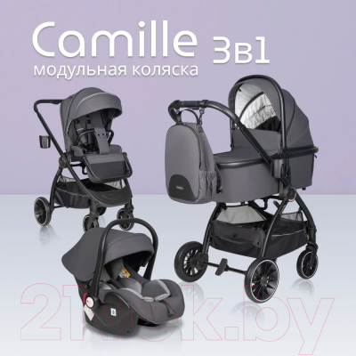 Детская универсальная коляска Farfello Camille 3 в 1 / BB-01 (графит)