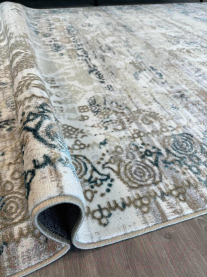 Ковер Radjab Carpet Белла Прямоугольник 8077RK (1.4x2, Cream Shirink/Blue Fdy)
