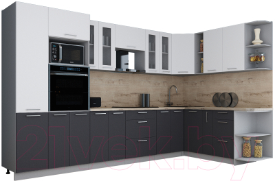 Кухонный гарнитур Интерлиния Мила Gloss 1.88x3.4 правая